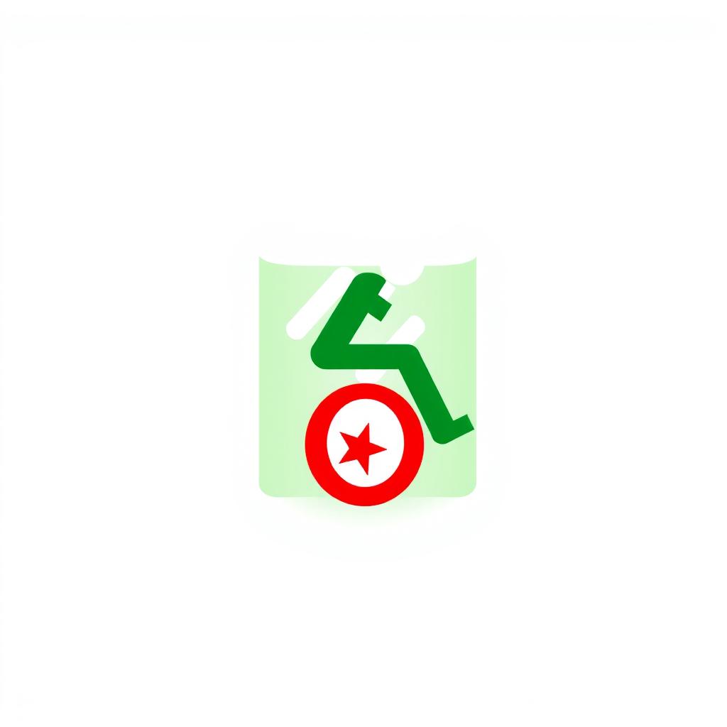 A creative logo design incorporating the symbol for disability (handicap) using the colors of the Algerian flag