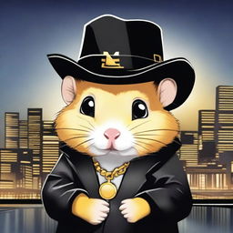 A high-quality digital art image featuring a hamster with a gangster look