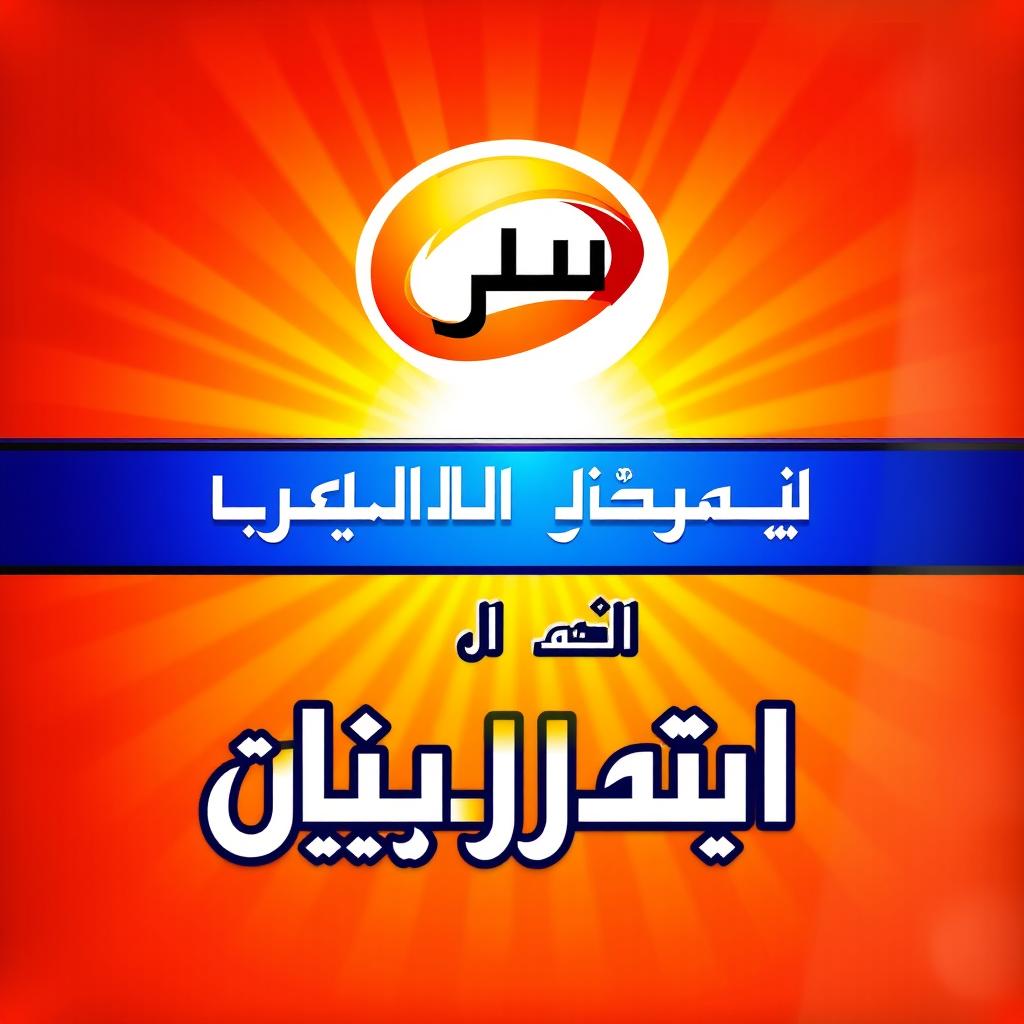 A vibrant and eye-catching poster sign featuring a prominent logo at the top center