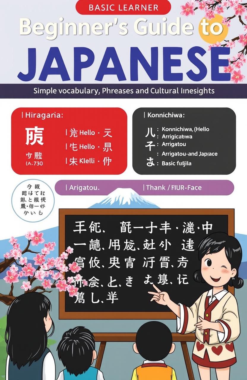 A beginner's guide to basic Japanese, featuring simple vocabulary, phrases, and cultural insights