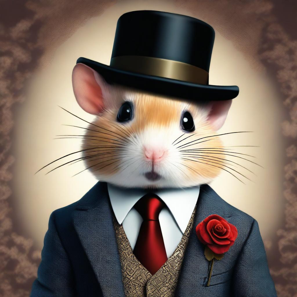 An outstanding piece of surreal digital art that portrays a hamster in the style of The Godfather