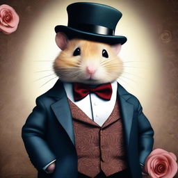 An outstanding piece of surreal digital art that portrays a hamster in the style of The Godfather