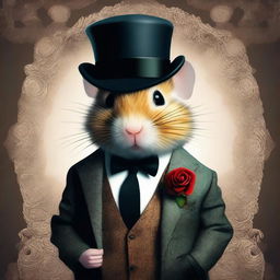 An outstanding piece of surreal digital art that portrays a hamster in the style of The Godfather