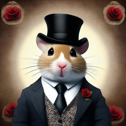 An outstanding piece of surreal digital art that portrays a hamster in the style of The Godfather