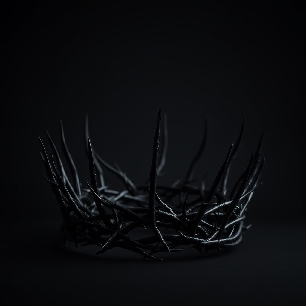 A black crown made of intricately woven thorns, designed specifically for a male king of the Underworld