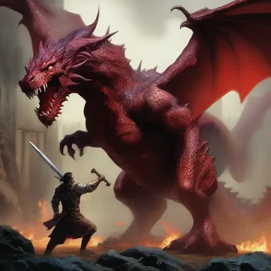 In the mystical land of Eldoria, the dragon slayer battled an ancient beast afflicted with an aneurysm, unleashing its uncontrollable rampage.