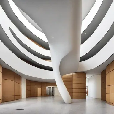 The modernist building design incorporated curved walls reminiscent of an aneurysm, creating a visually captivating structure.
