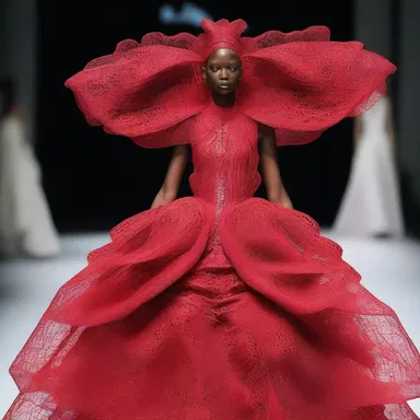 The avant-garde fashion designer showcased a daring collection featuring dresses adorned with intricate patterns resembling aneurysms, challenging conventional style.