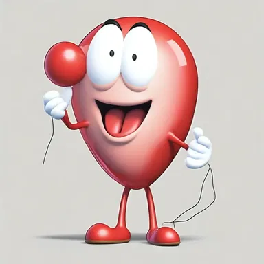 The animated character suffered from a comical aneurysm after accidentally inflating a balloon too much, resulting in a temporarily bloated appearance.