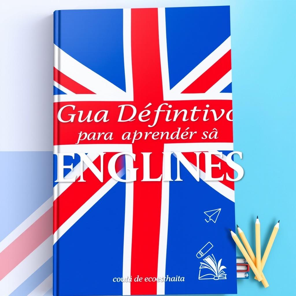 A visually appealing book cover featuring the title "Guia Definitivo para Aprender Inglês" prominently displayed in an elegant, modern font