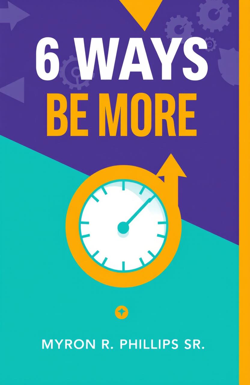 An eye-catching book cover design for '6 Ways to Be More Productive' by Myron R
