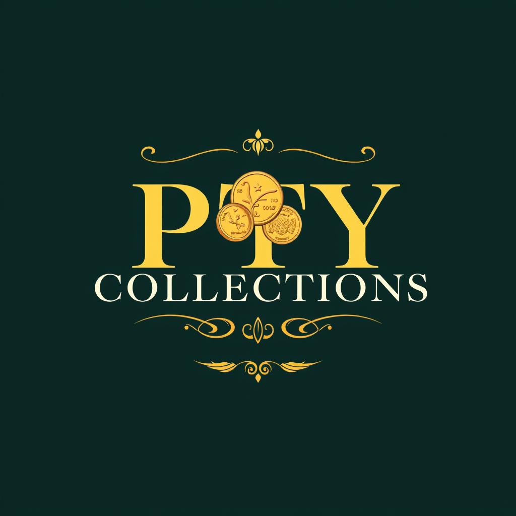 A sophisticated logo design for 'PTY COLLECTIONS', featuring elegant typography that conveys luxury and professionalism