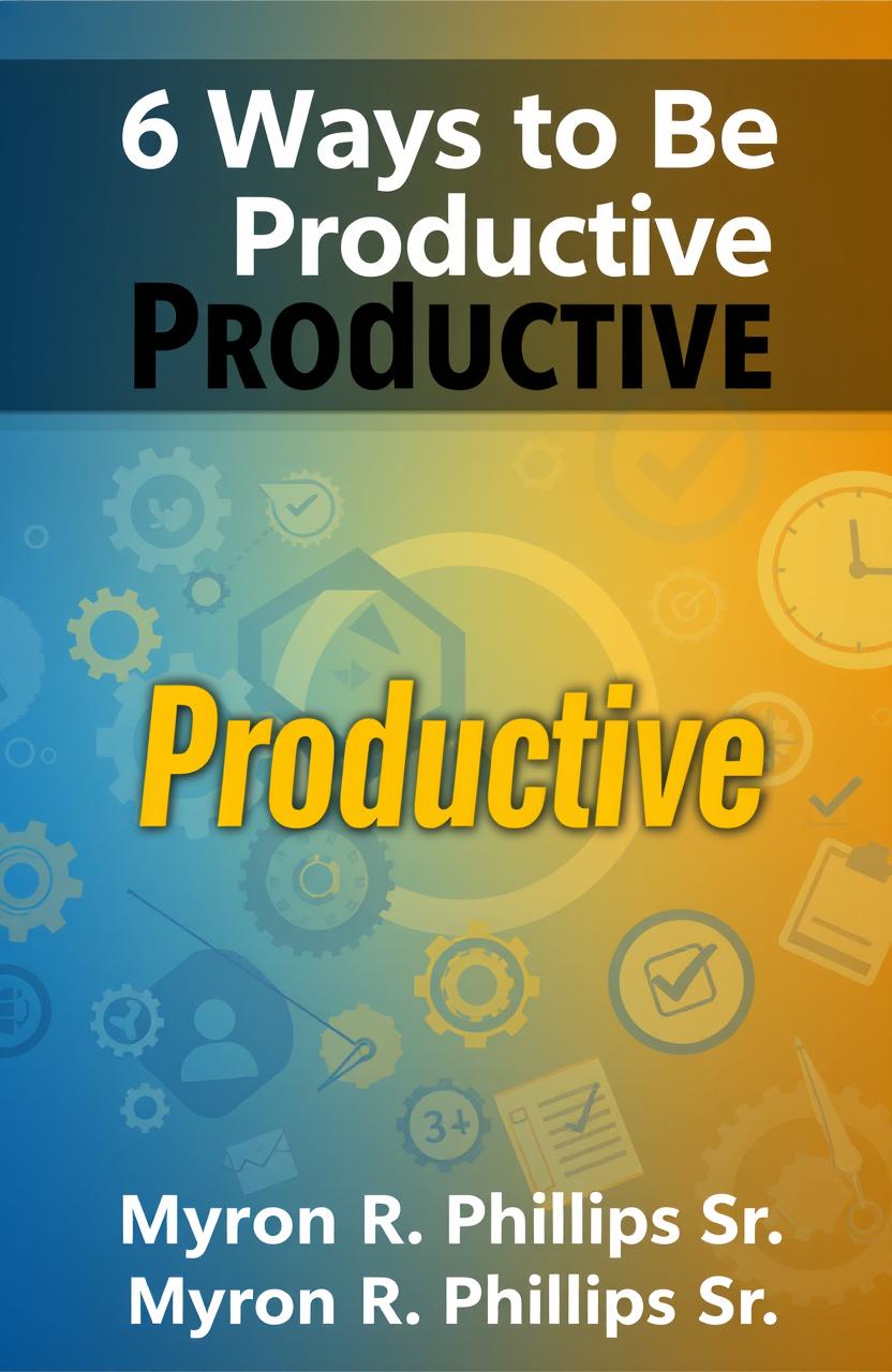 A focused and engaging book cover design for '6 Ways to Be More Productive' by Myron R