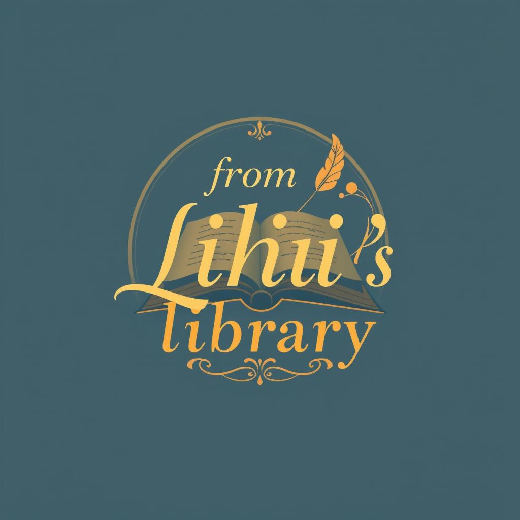 A creative and elegant logo design featuring the text "from Lihi's library" in a beautiful and sophisticated font