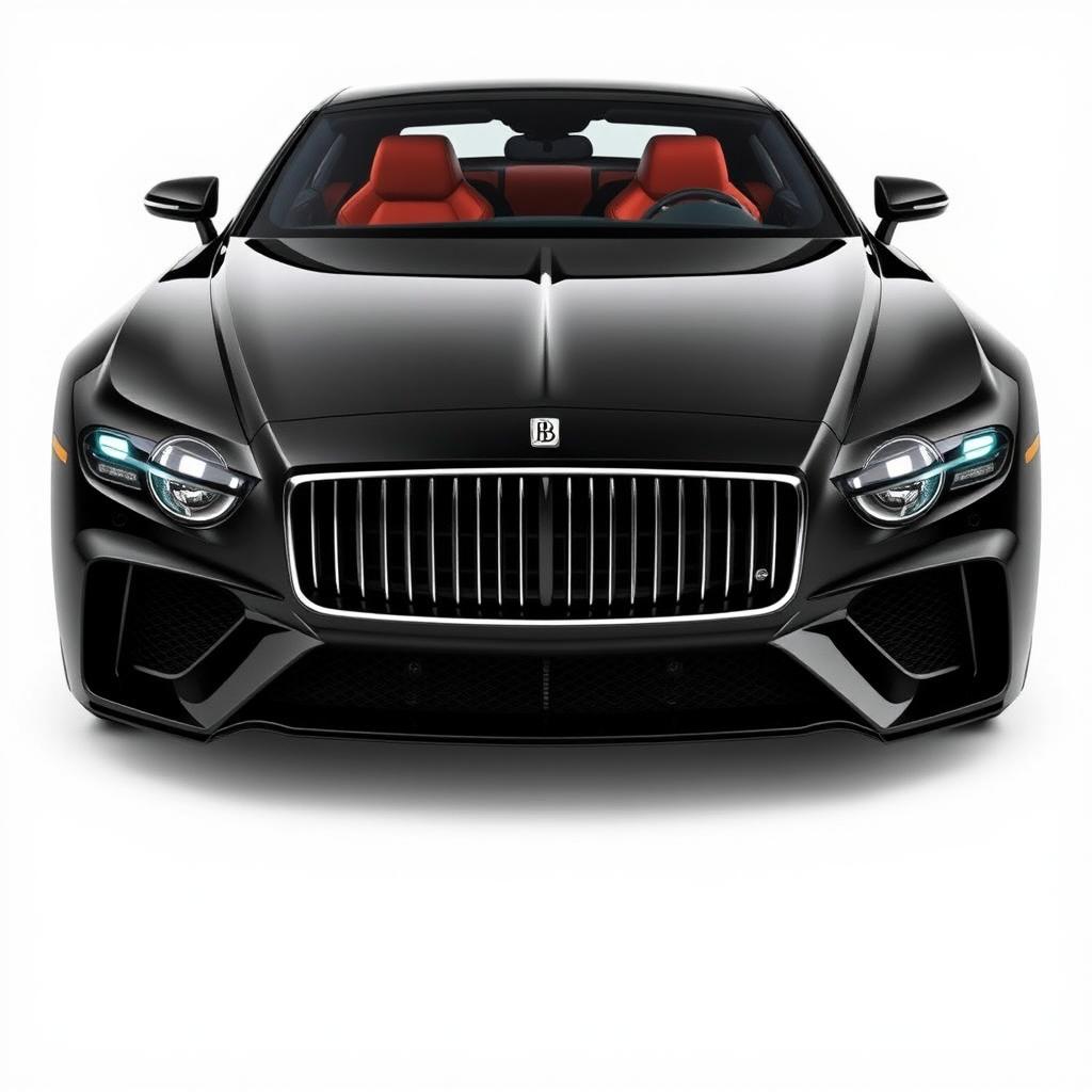 A luxury car named Lucas Johann Magnata, featuring a robust design reminiscent of muscle cars combined with a classic aesthetic similar to modern Rolls Royce vehicles