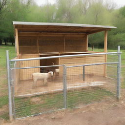 An integrated goat pen with feeding system, showcasing structured layout and efficiency