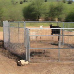 An integrated goat pen with feeding system, showcasing structured layout and efficiency