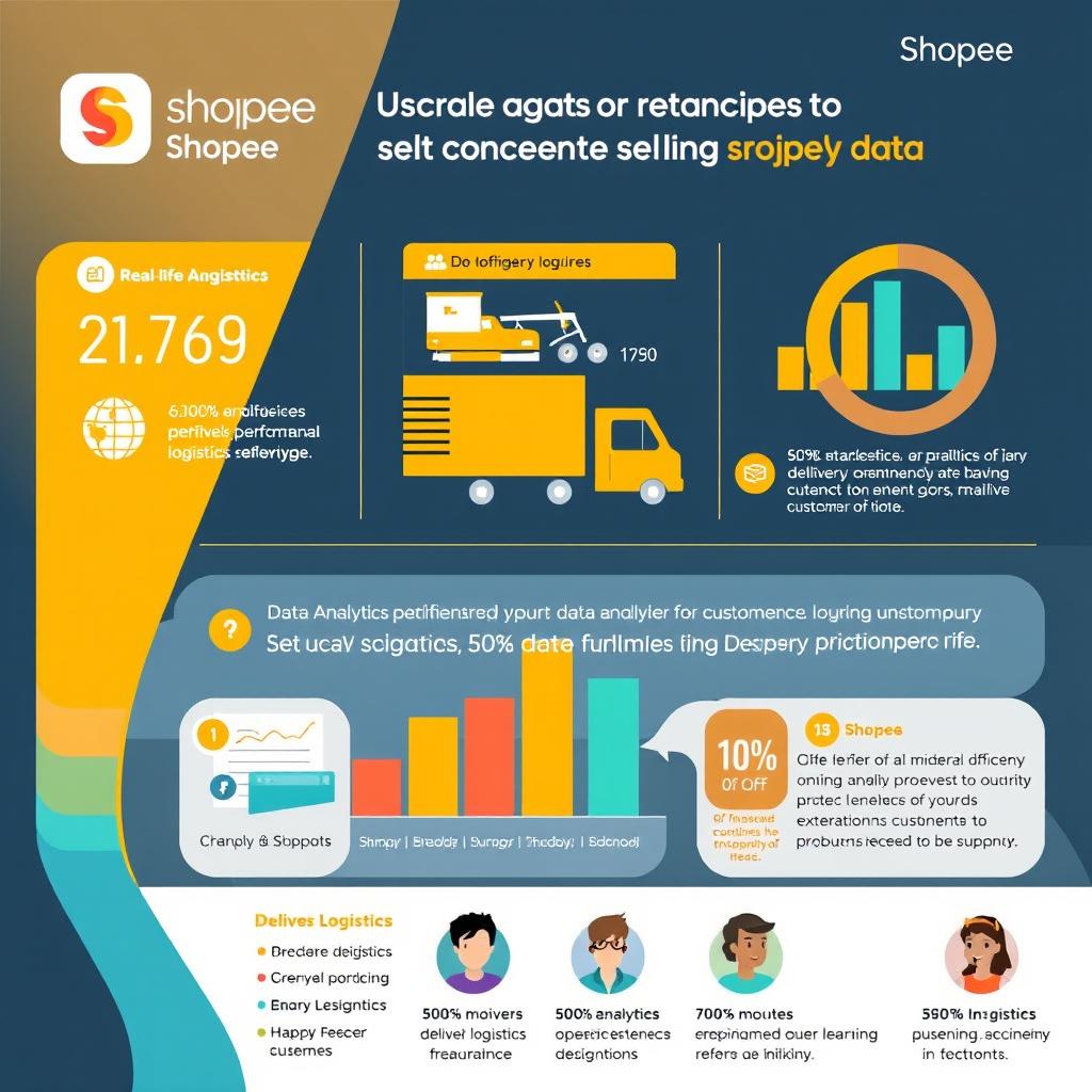 Create an informative infographic for Shopee that illustrates the use of data analytics for improving logistics efficiency