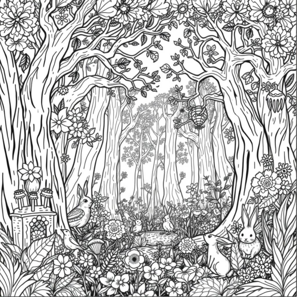 A black and white line drawing suitable for a coloring book