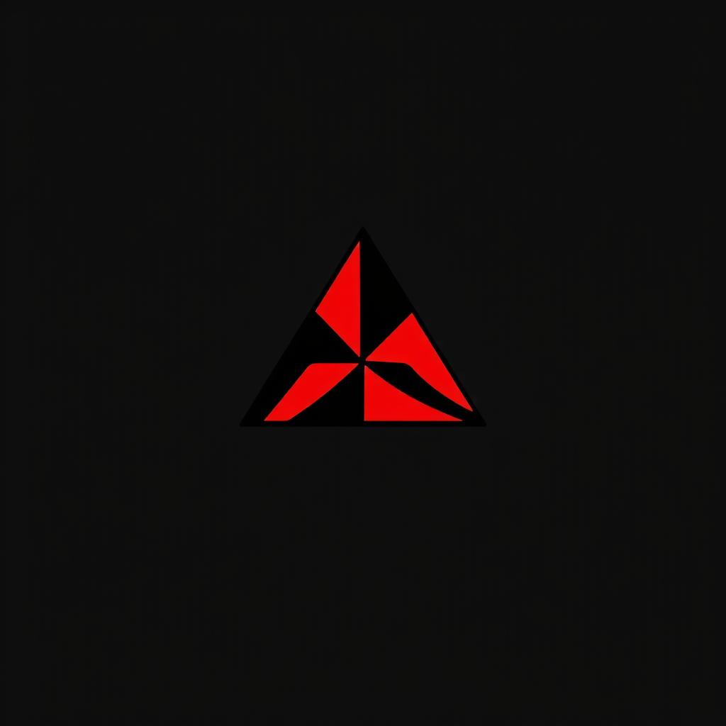 A modern and professional logo featuring a stylized red triangle divided into sections, set against a solid black background