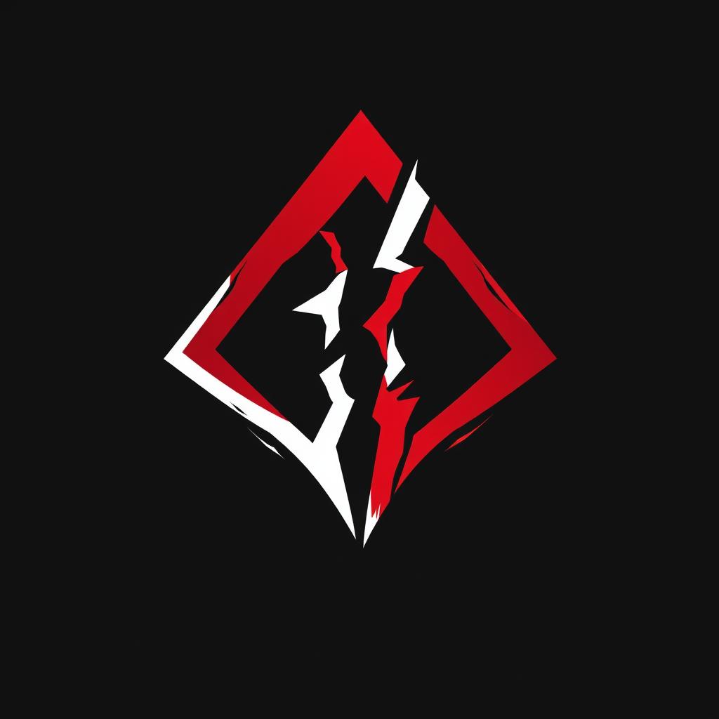 A modern and professional logo featuring a broken triangle in red and white colors, set against a black background