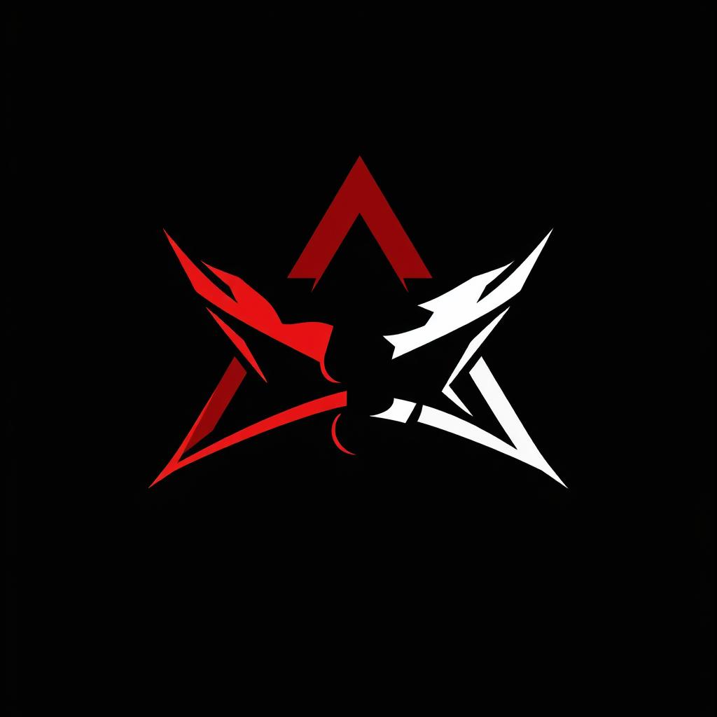 A modern and professional logo featuring a broken triangle in red and white, set against a black background