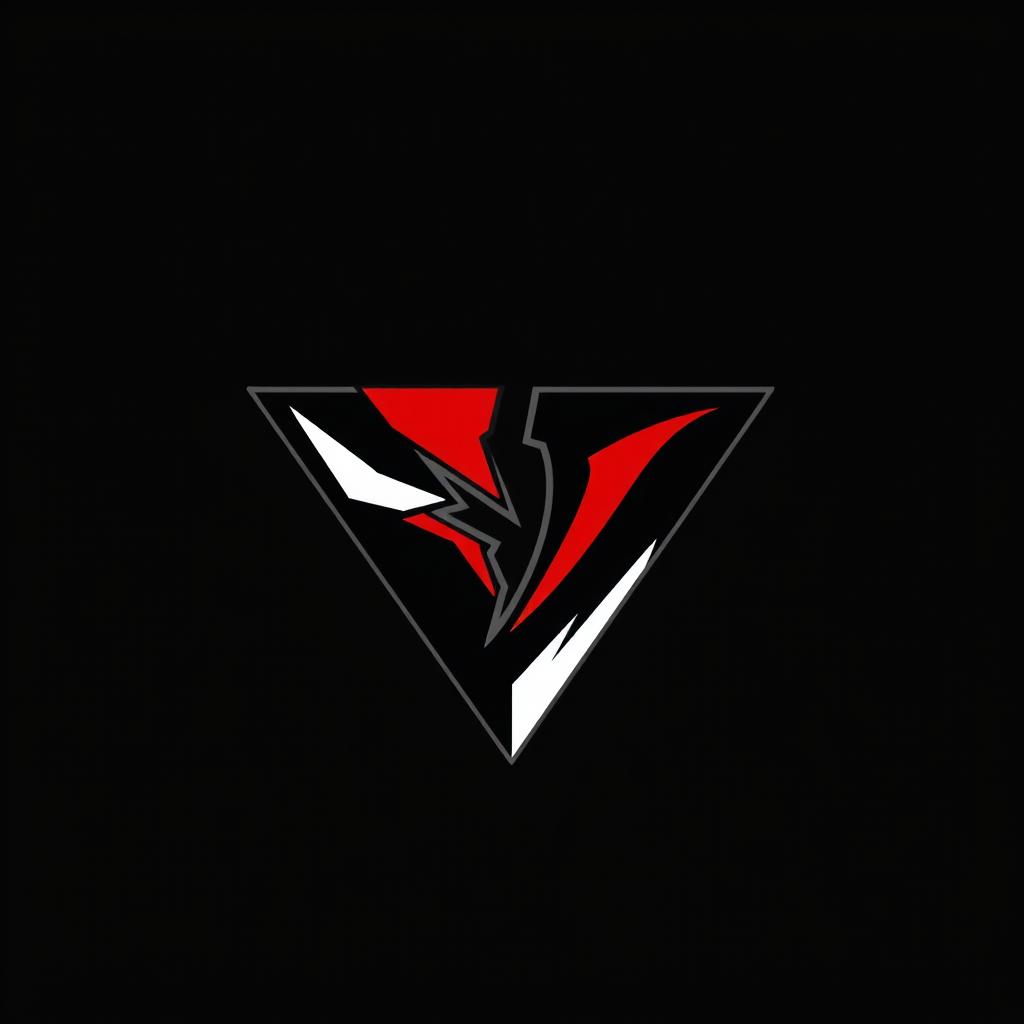A modern professional logo featuring a broken triangle design in red and white colors on a black background