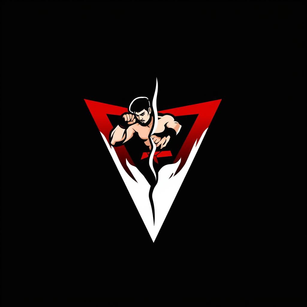 A modern, professional logo featuring a broken red and white triangle on a black background