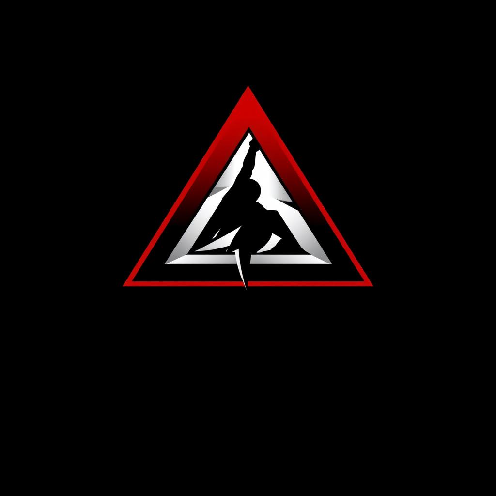 A modern and impactful logo featuring a broken triangle in red and white set against a black background