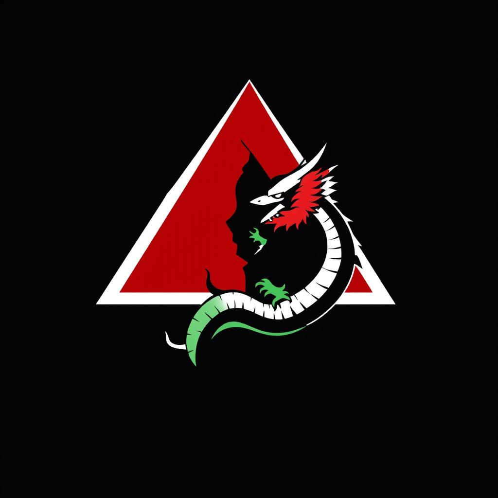 A modern and professional logo featuring a red and white broken triangle on a black background