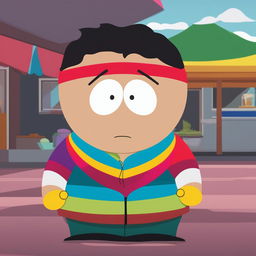 This digital art depicts a strong, independent, transgender character in the South Park style