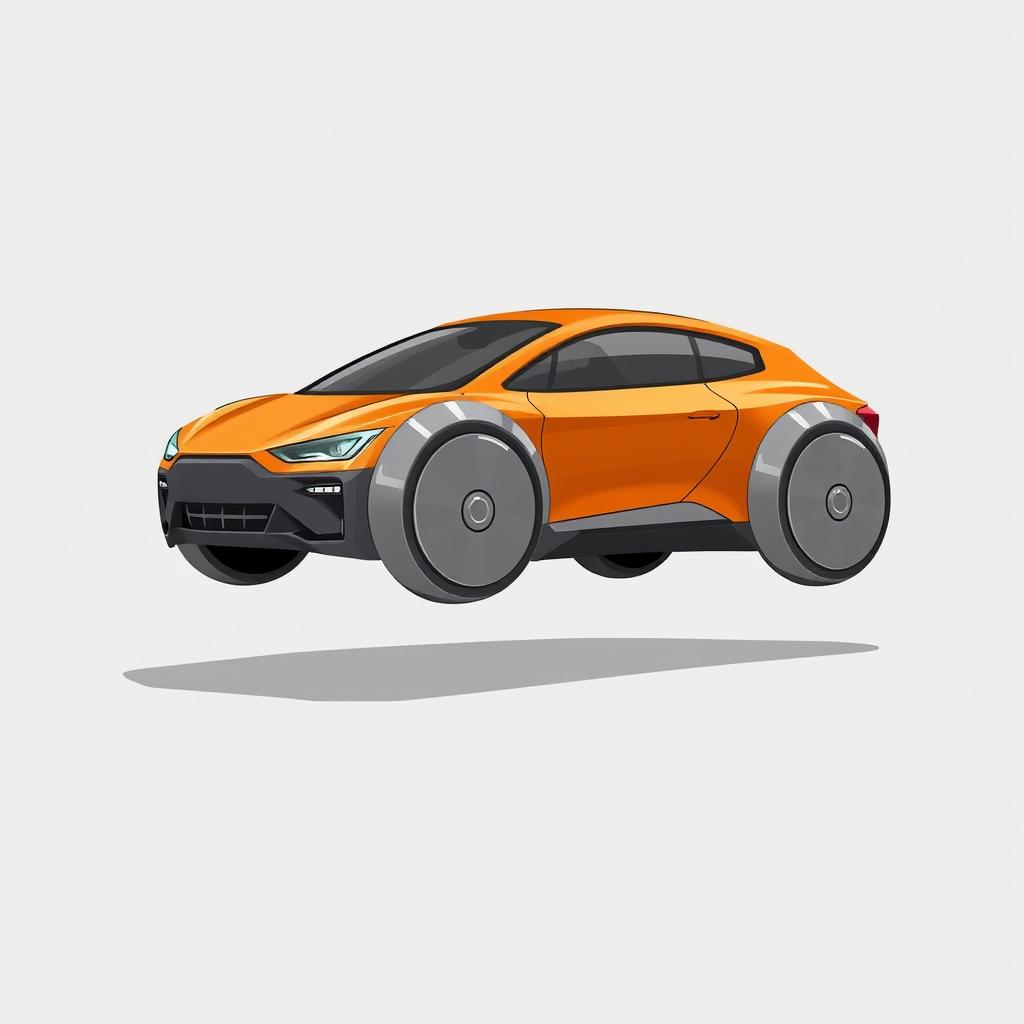 A simple 2D drawing of a hover car, designed with a traditional car shape but featuring a futuristic hover system instead of wheels