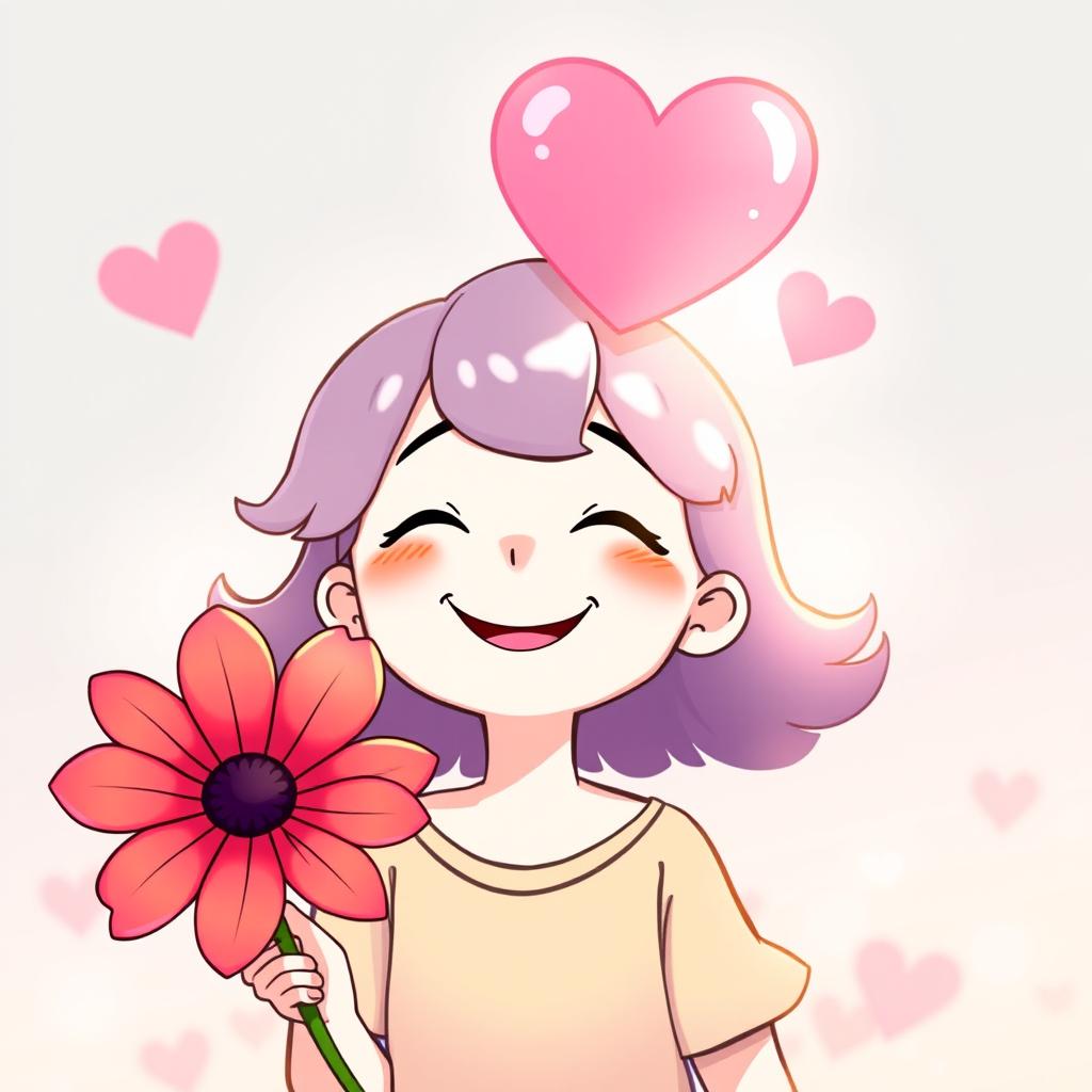 A character with a large pink heart floating above their head, symbolizing love and joy