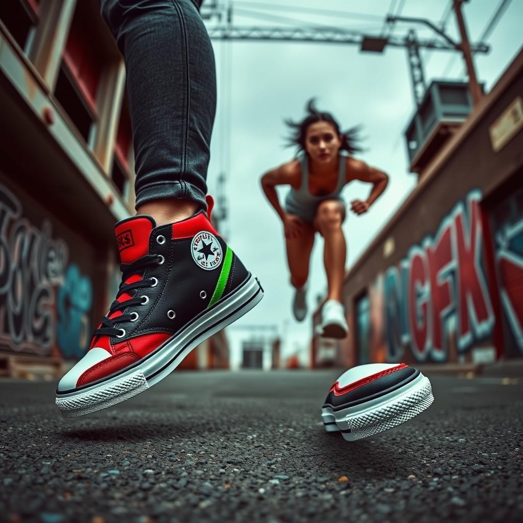 An exhilarating footwear collaboration that fuses the iconic style of Converse with the aggressive aesthetic of sports shoes inspired by predator themes