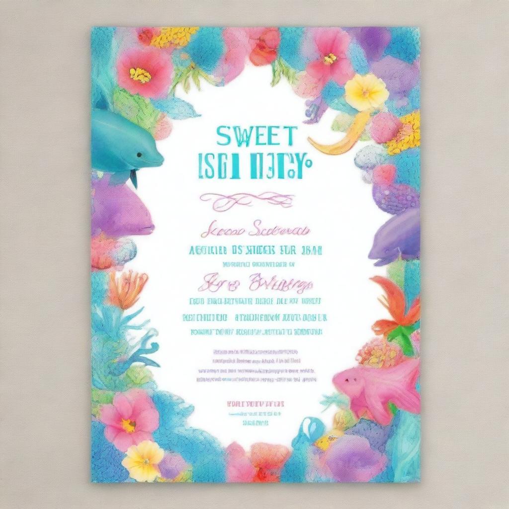 A high-quality digital art invitation for Jessica Linsie's sweet seventeen birthday party