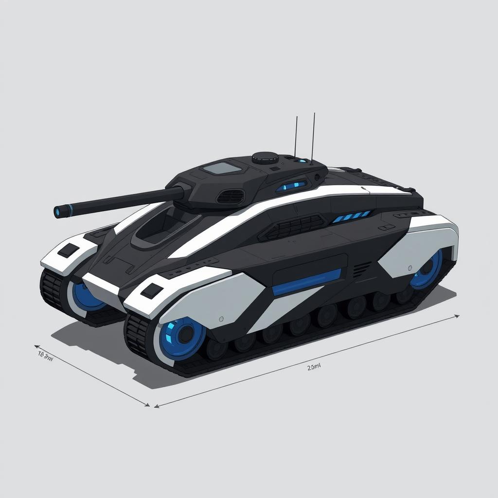 A simple futuristic tank designed in 2D, featuring a hover system instead of traditional wheels