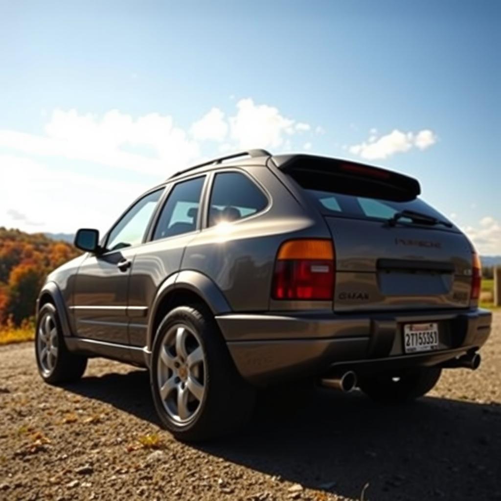 A classic 1990s Porsche Cayenne, sleek and stylish, showcasing its distinct curves and aggressive stance