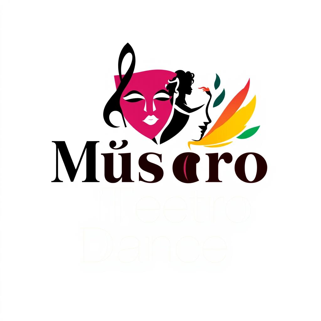 A creative logo design that combines the words 'Música', 'Teatro', 'Danza', and 'Artes Visuales' into a cohesive and artistic representation