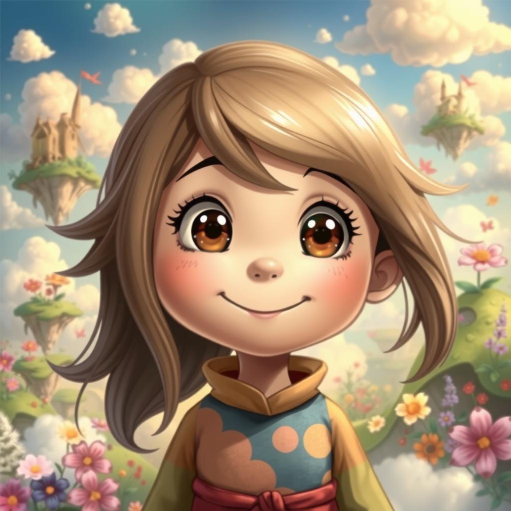 A whimsical character with a charming, friendly face, reminiscent of Studio Ghibli's art style