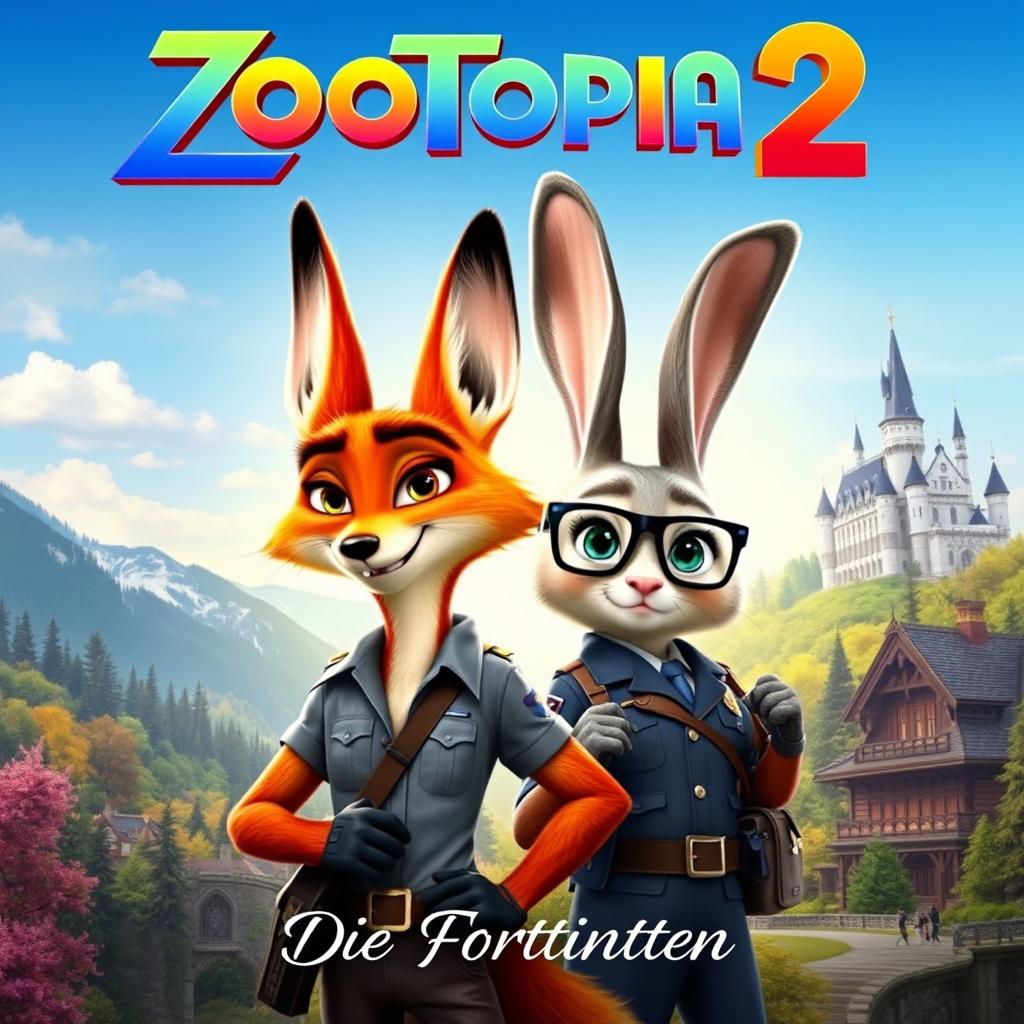 A vibrant and engaging movie poster for a fictional German adaptation of Zootopia 2
