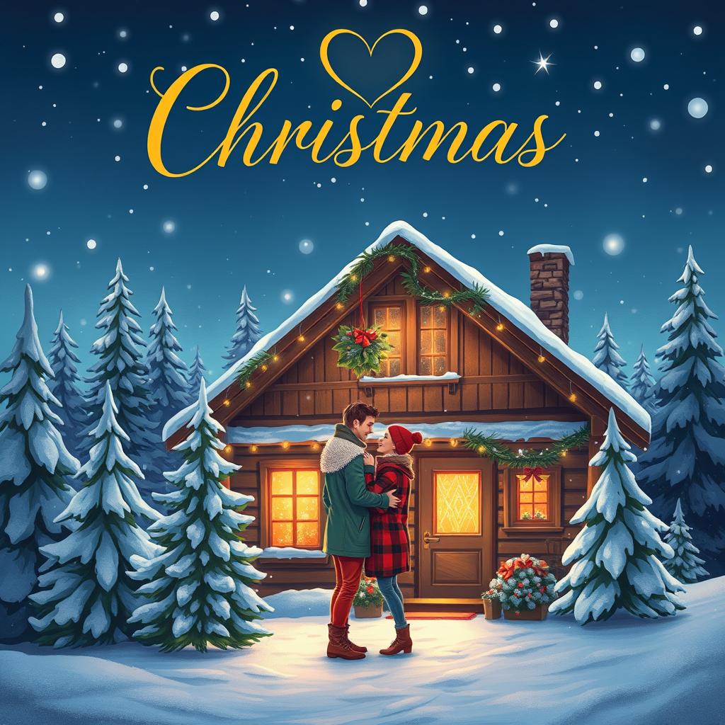 A beautifully illustrated book cover for a Christmas romance novel