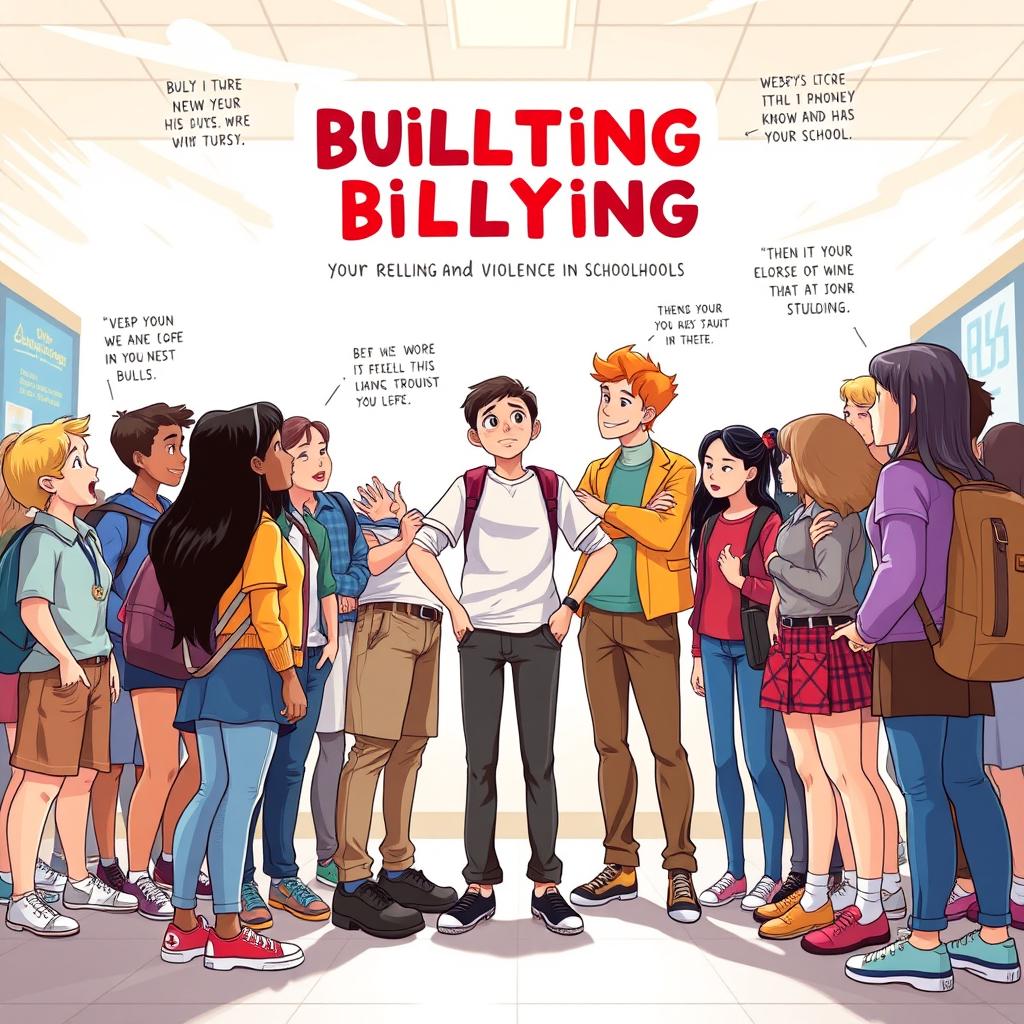 A powerful illustration depicting the theme of combating bullying and violence in schools