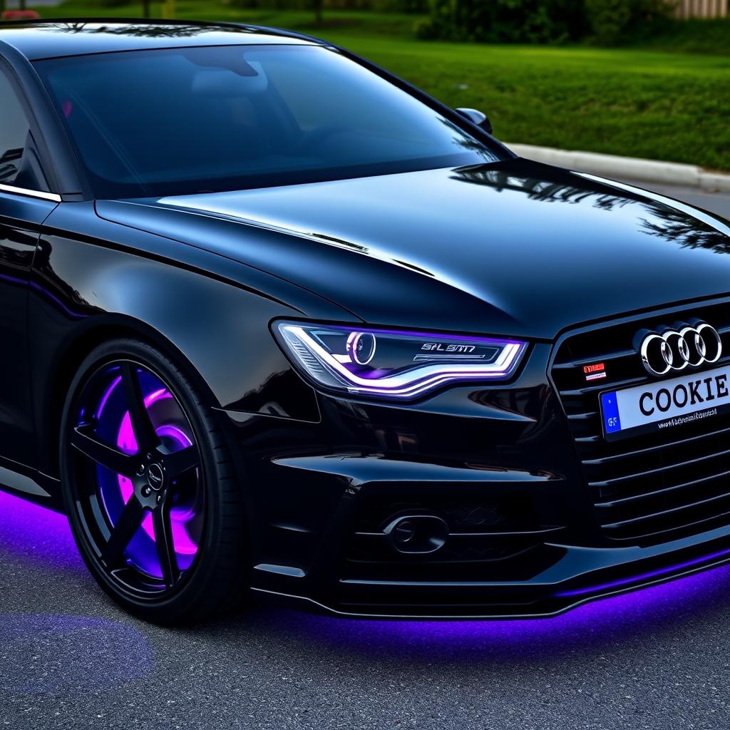 A sleek black 2014 Audi A6, featuring tinted windows that enhance its sophisticated look