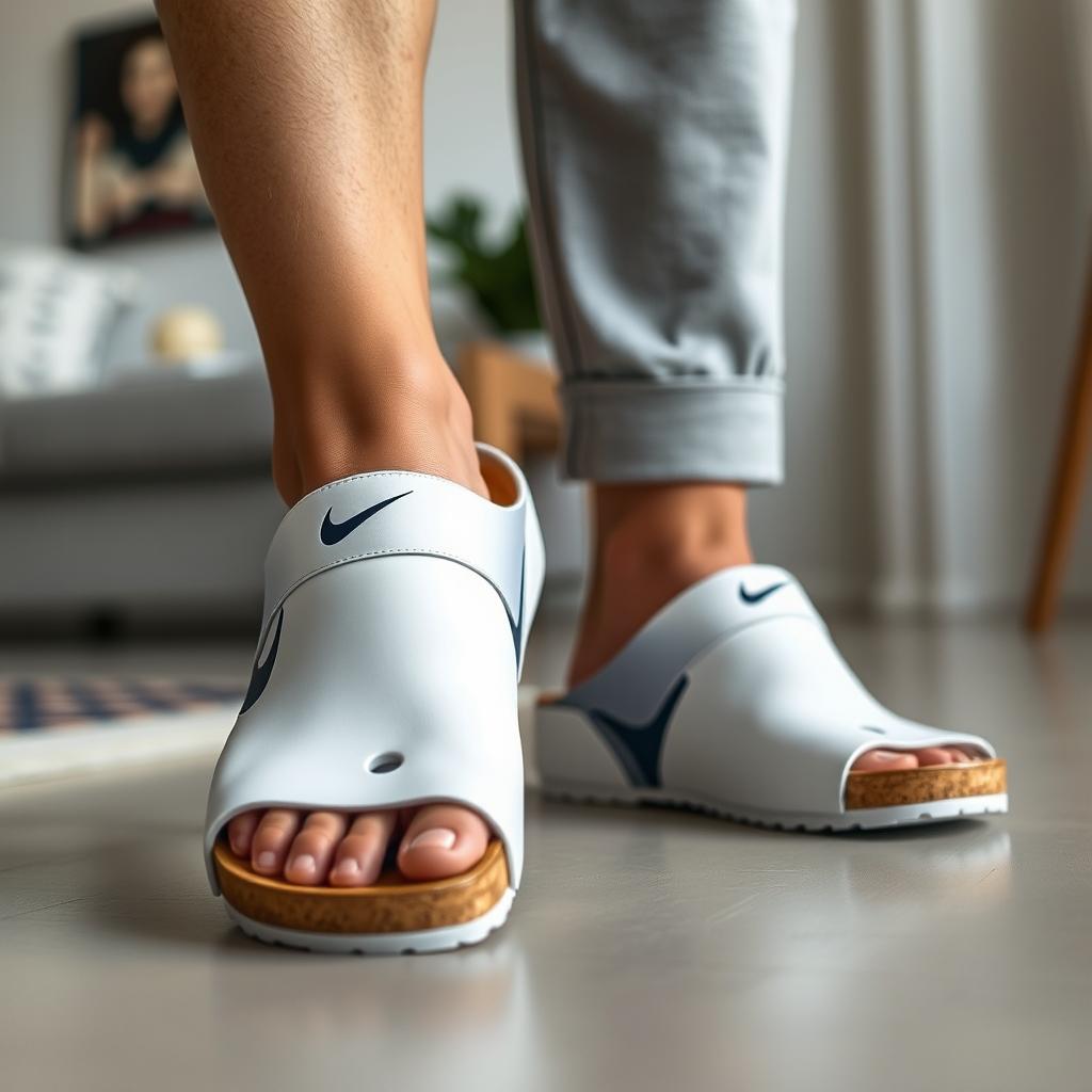 A unique collaboration between Nike Killshot and Birkenstock, presenting an innovative clog design that combines sporty aesthetics with comfort