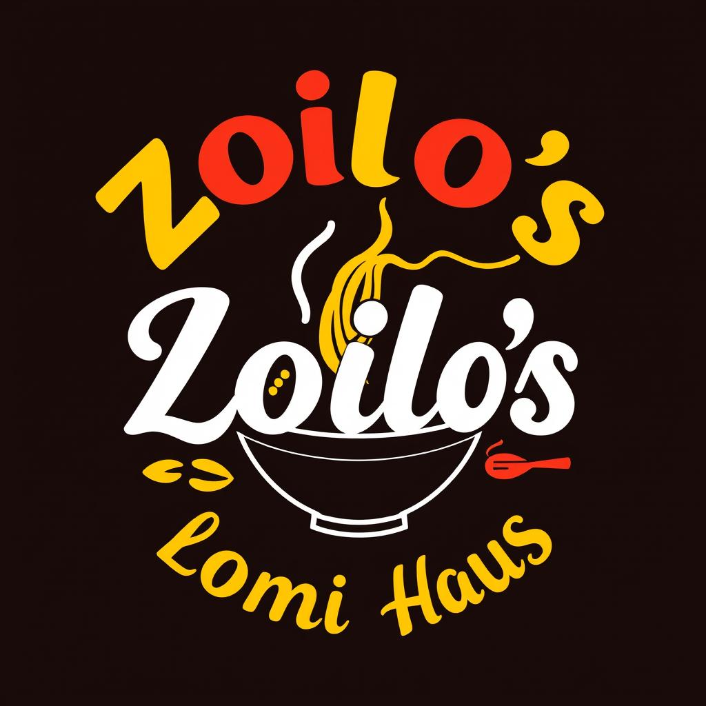 A modern and vibrant logo design for 'Zoilo's Lomi Haus', inspired by the concept of Filipino cuisine, specifically the traditional Lomi noodle dish