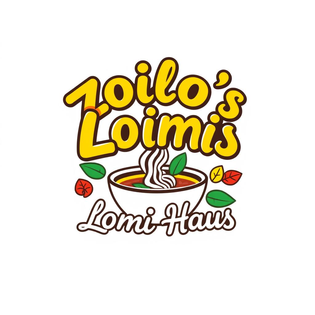 A modern and vibrant logo design for 'Zoilo's Lomi Haus', inspired by Filipino cuisine, specifically focusing on the traditional Lomi noodle dish