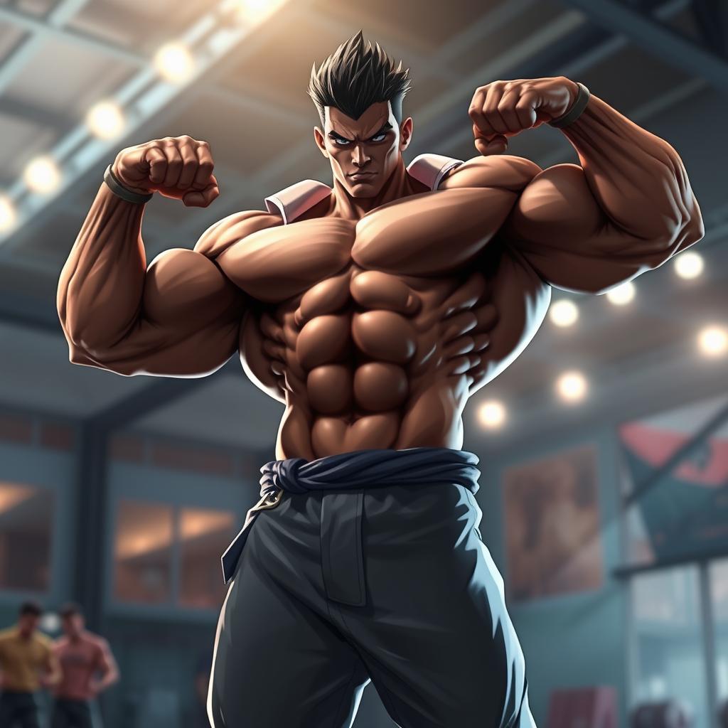 An impressive and dynamic depiction of a muscular character named Bol, showcasing his powerful physique and strength
