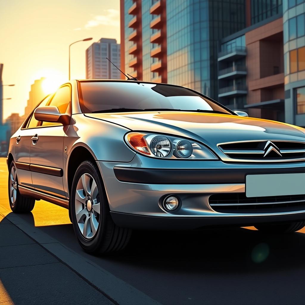 A detailed artistic representation of a Citroen Xsara, showcasing its sleek and aerodynamic design