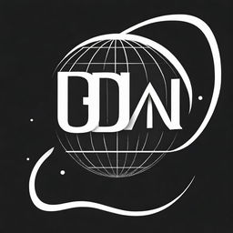 Design a logo for the company DMND consisting of a standout white font on a black background with a globe logo.