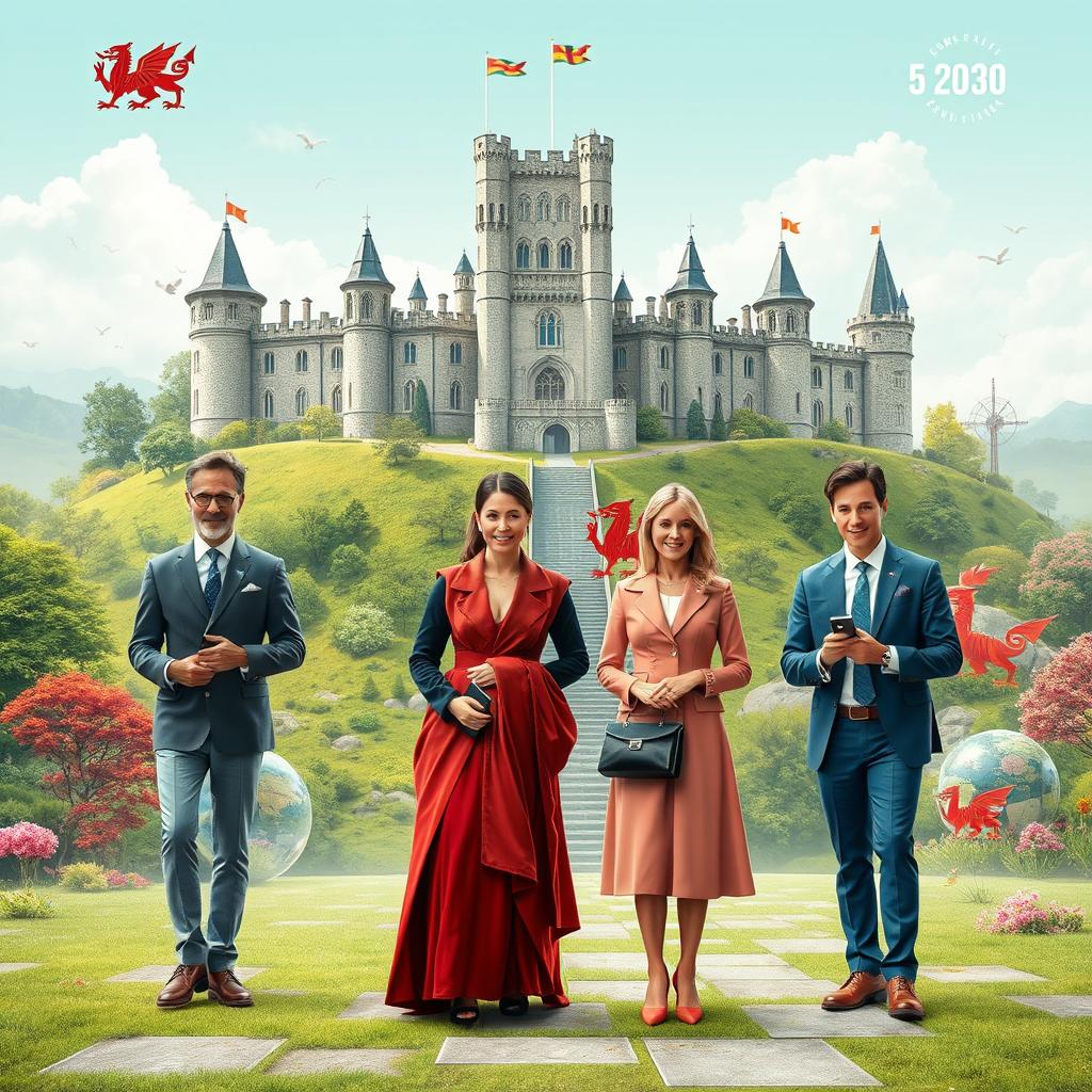 A futuristic depiction of the Royal Family of Wales in the year 2030